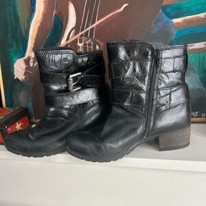 Josef Seibel Black Moto Boots with Buckle 10
